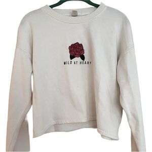 Forever 21 Wild at Heart rose long sleeve top, size large